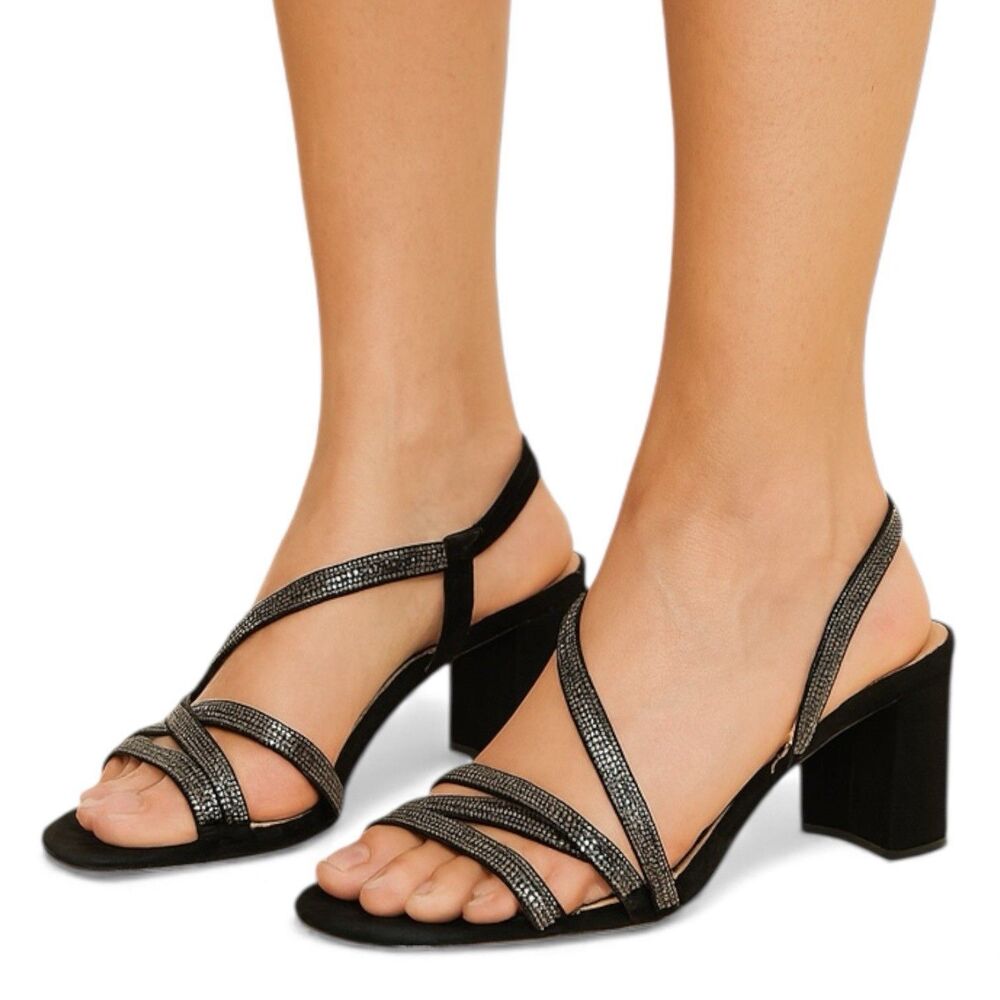 Naturalizer Party Heels Vanessa 2‎ Black Rhinestone Strappy Dressy NYE 11W